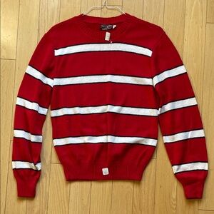 Vintage Bloomingdale’s Red and White Striped Crewneck Sweater